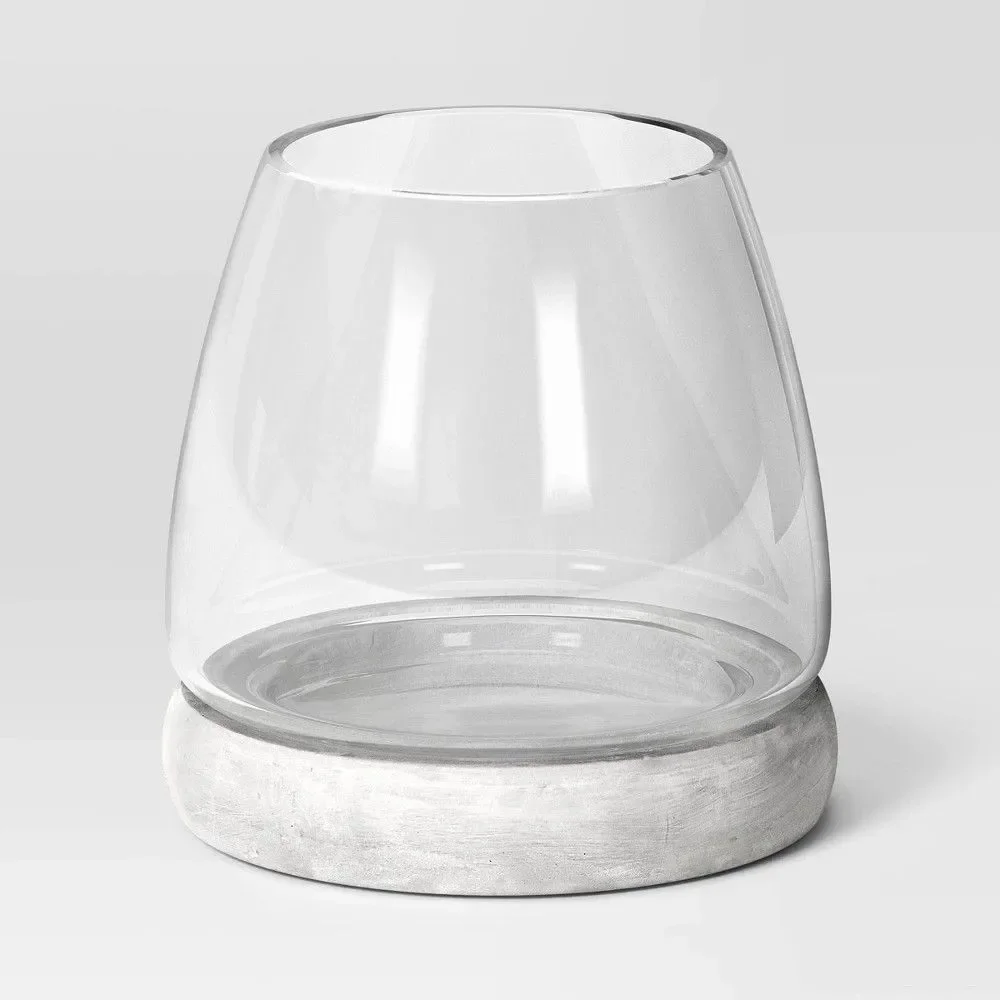 Threshold Round Glass Terrarium w/ Cement Base Indoor Outdoor 5.75